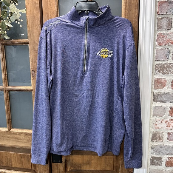 LA Lakers Women's Columbia Golf 1/4 Zip Purple Long Sleeve Pullover Shirt Large - Picture 1 of 10